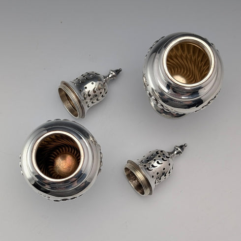 1892年 英国アンティーク 純銀製 シュガーシェイカーペア 計145g Possibly Sibray Hall&Co ケース入